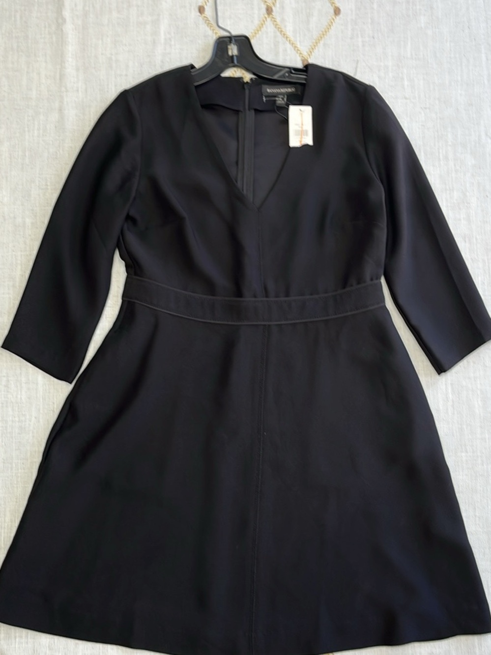 Banana Republic Black 3/4 Sleeve V-Neck A-Line Dress